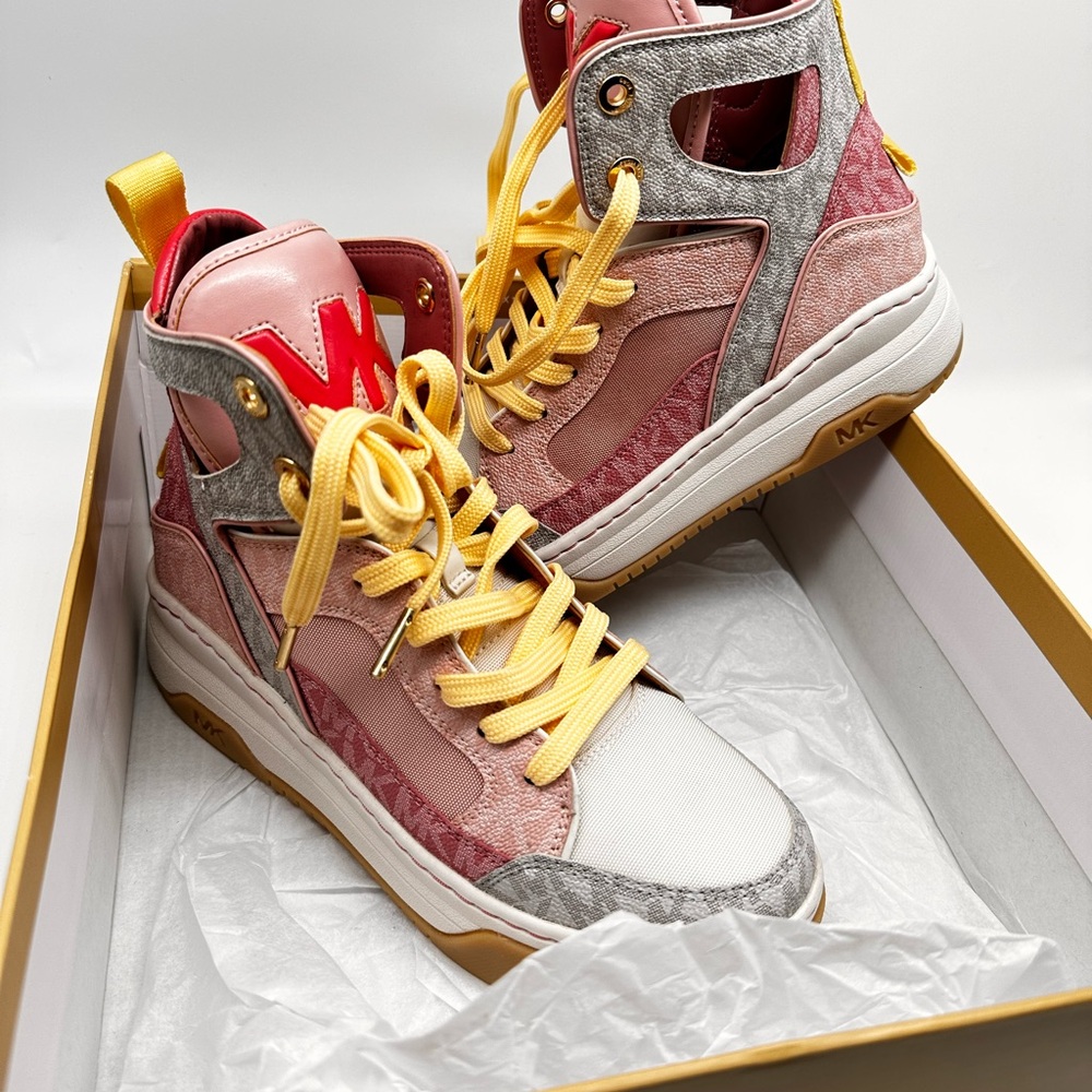 Michael Kors Pink and Yellow High-Top Sneakers